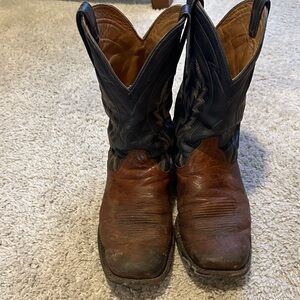 Tecovas Two-Tone Brown and Black Leather Cowboy Boots